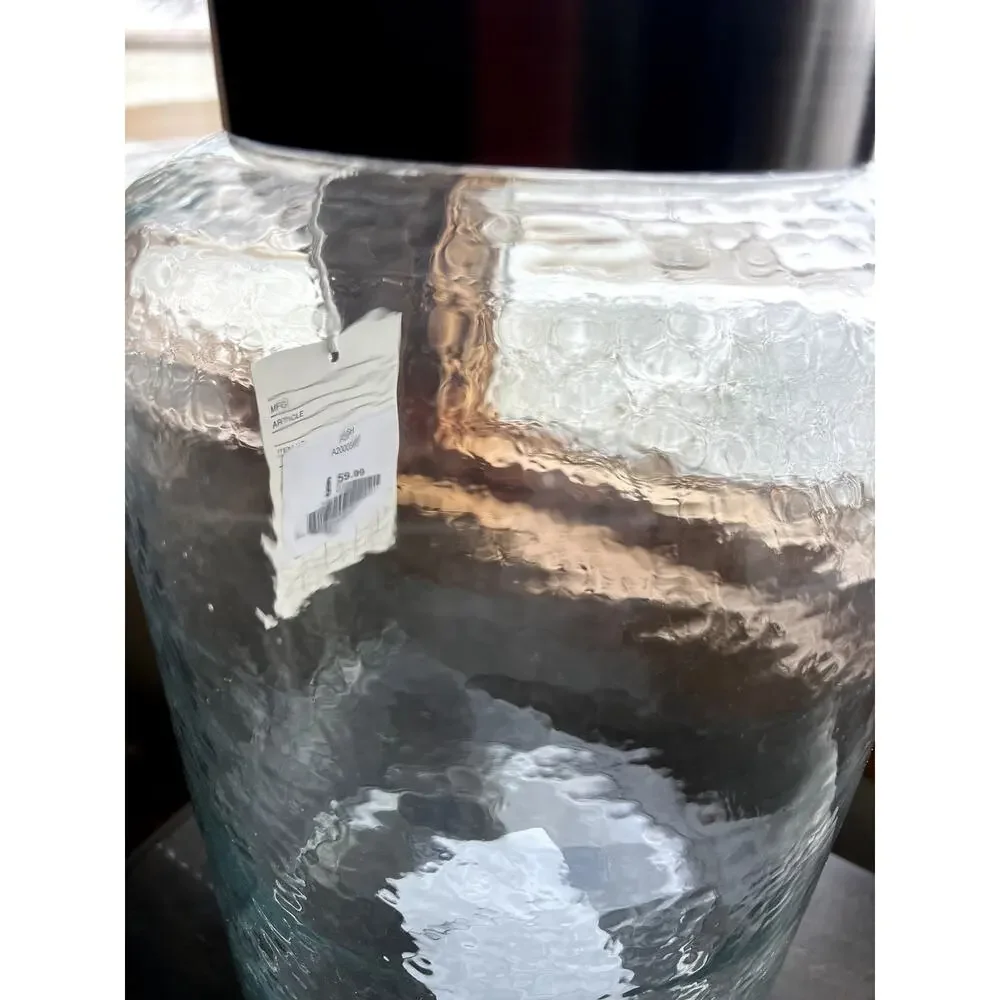 Lukasvale Large Vase, Clear Hammered Antiqued pewter-tone, NWT